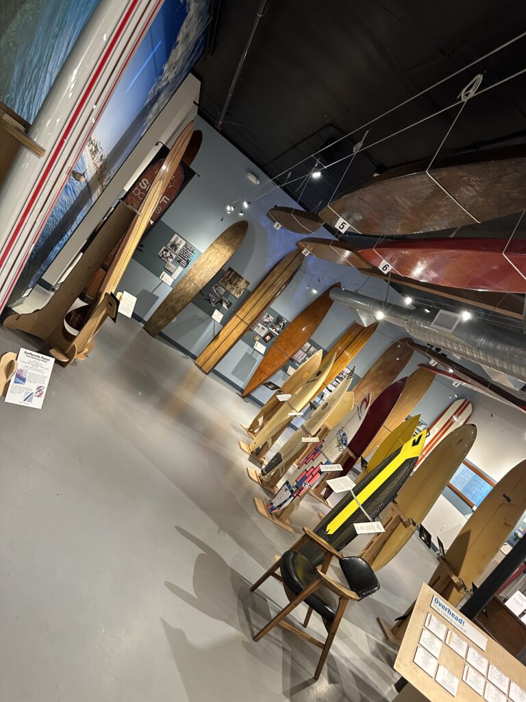 California Surf Museum. Display of old surf boards through the years