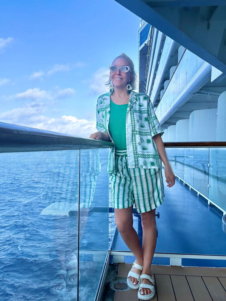 Celebrity Reflection Caribbean Cruise 2024 Sheree on balcony